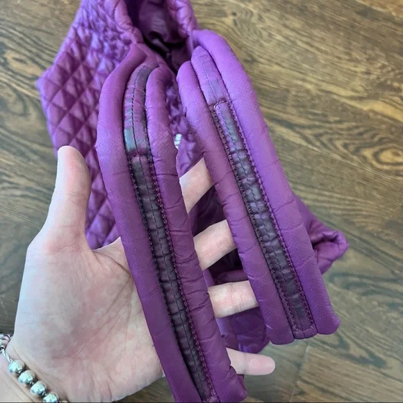 MZ Wallace Purple and Gold Quilted Tote Bag - Picture 4 of 16
